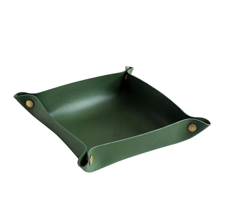 Desktop PU Leather Organizer Key Tray - Multi Folding Storage Box