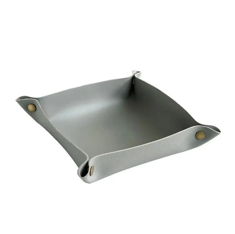 Desktop PU Leather Organizer Key Tray - Multi Folding Storage Box