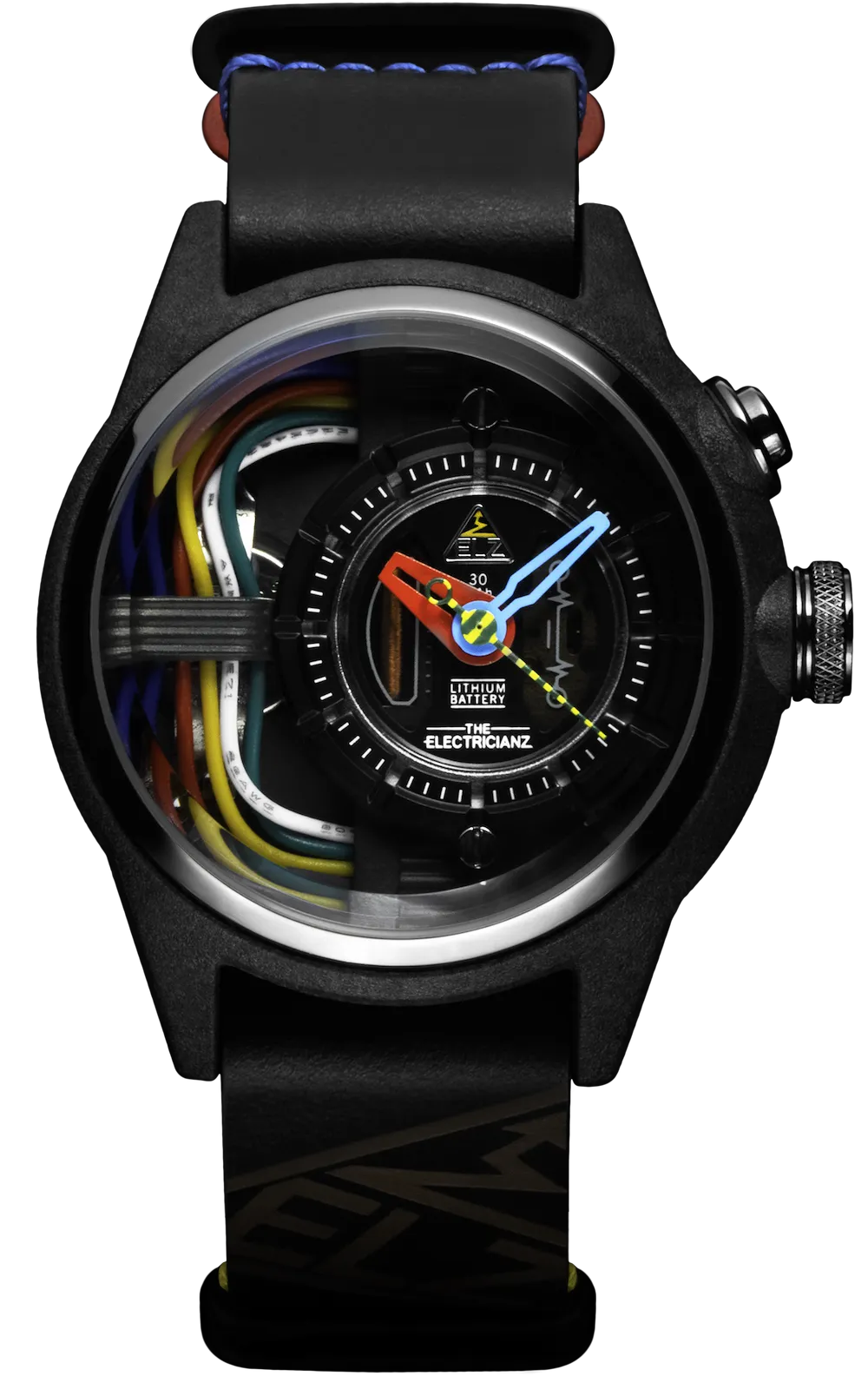 ELEC Watch Nylon Carbon Z Nato 42mm Black Leather