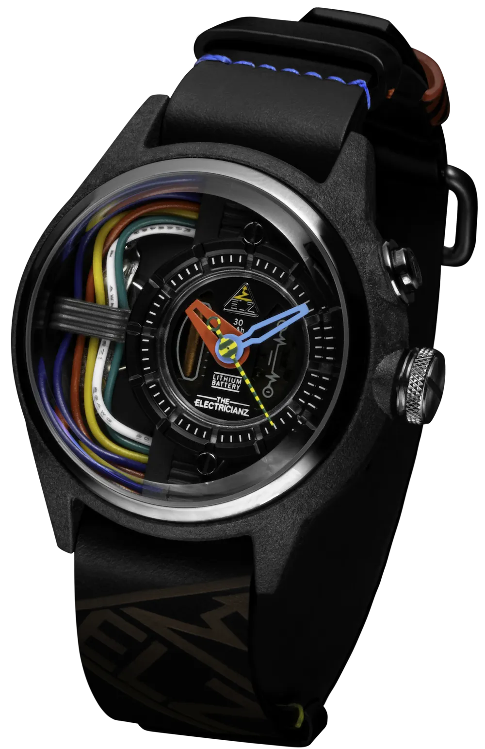 ELEC Watch Nylon Carbon Z Nato 42mm Black Leather