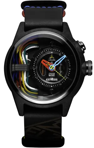 ELEC Watch Nylon Carbon Z Nato 42mm Black Leather