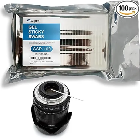 ESD Sticky Swab Gel | 2.5 mm/0.1 inch Round Head, 100 Swabs, High Viscosity | Anti Static Sticky Silicone Gel Stick for Camera Sensors, LCD, Semiconductors, PCB, SMT & Watches etc. (GSP-100)