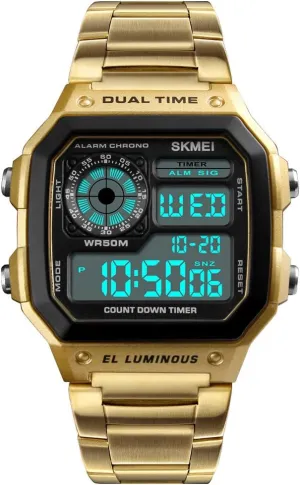 FANMIS Men's Luxury Digital Quartz Waterproof Wrist Watches Dual Time Countdown Alarm Stopwatch Backlight Multi-Function Watch