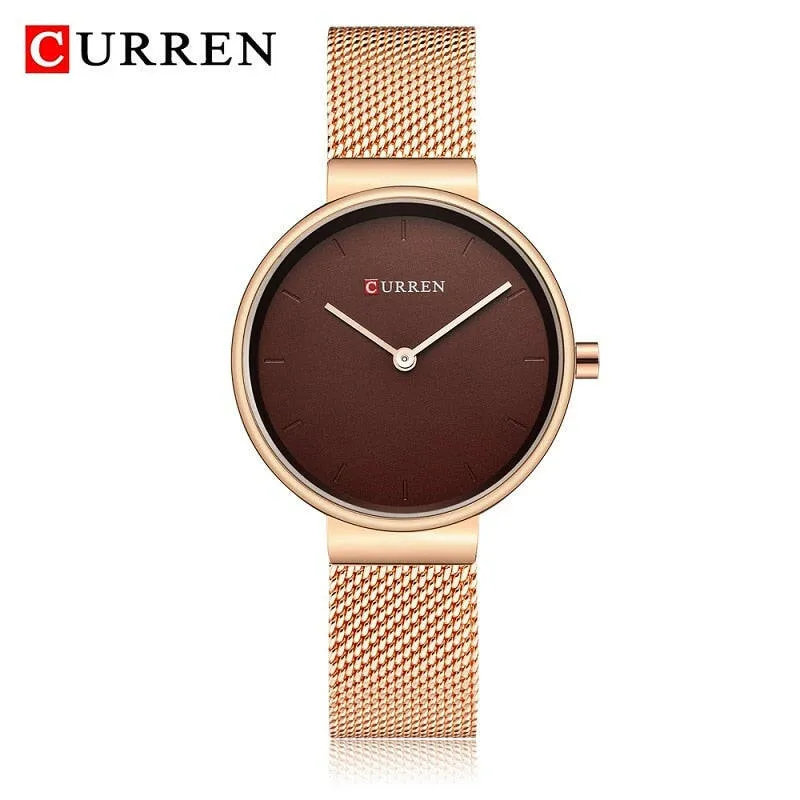 Fashion Blue Ladies Watches Mesh Stainless Steel Quartz Watch Women Luxury Simple Wristwatches Analog Lady Clock