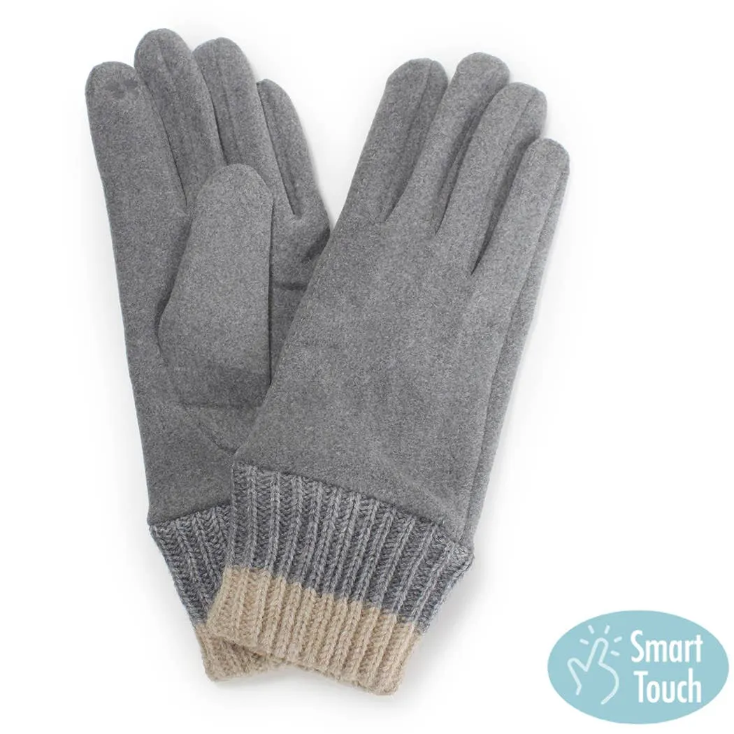 FASHION CITY Knit Cuff Touch Smart Gloves