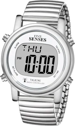 FIVE SENSES Atomic! Talking Watch - Sets Itself Senses Metal Easy-to-Read Talking Watch (Silver)