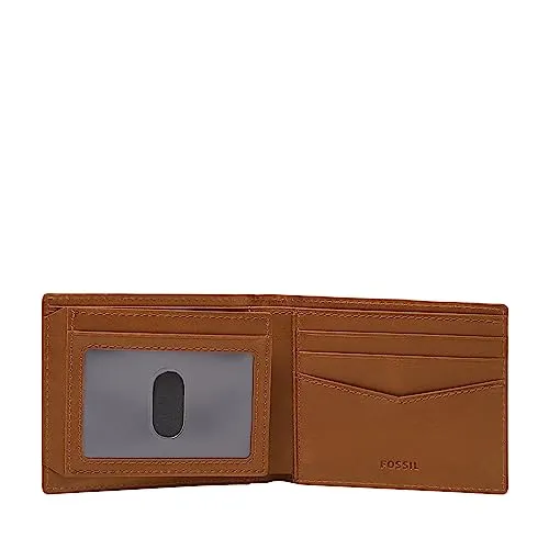 Fossil Men's Leather Bifold Wallet with Flip ID Window for Men