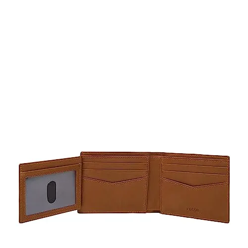 Fossil Men's Leather Bifold Wallet with Flip ID Window for Men