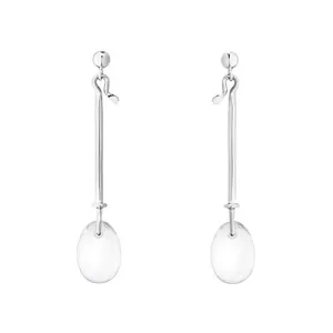 Georg Jensen Silver Vivianna Dew Drop Rock Crystal Drop Earrings