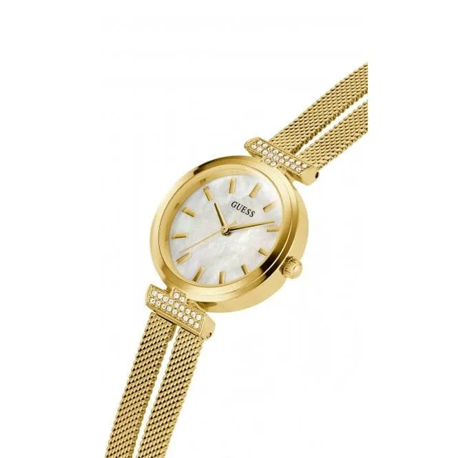 Guess Ladies Array Stainless Steel Mesh Gold Tone Watch GW0471L2