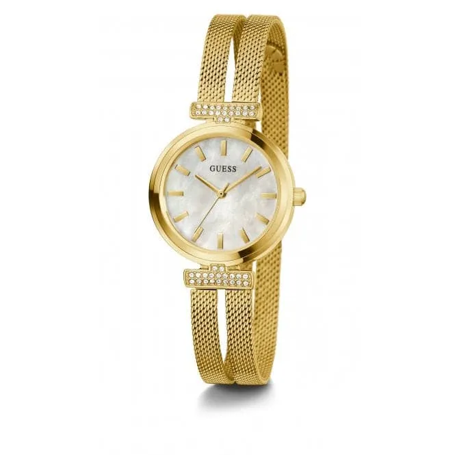 Guess Ladies Array Stainless Steel Mesh Gold Tone Watch GW0471L2