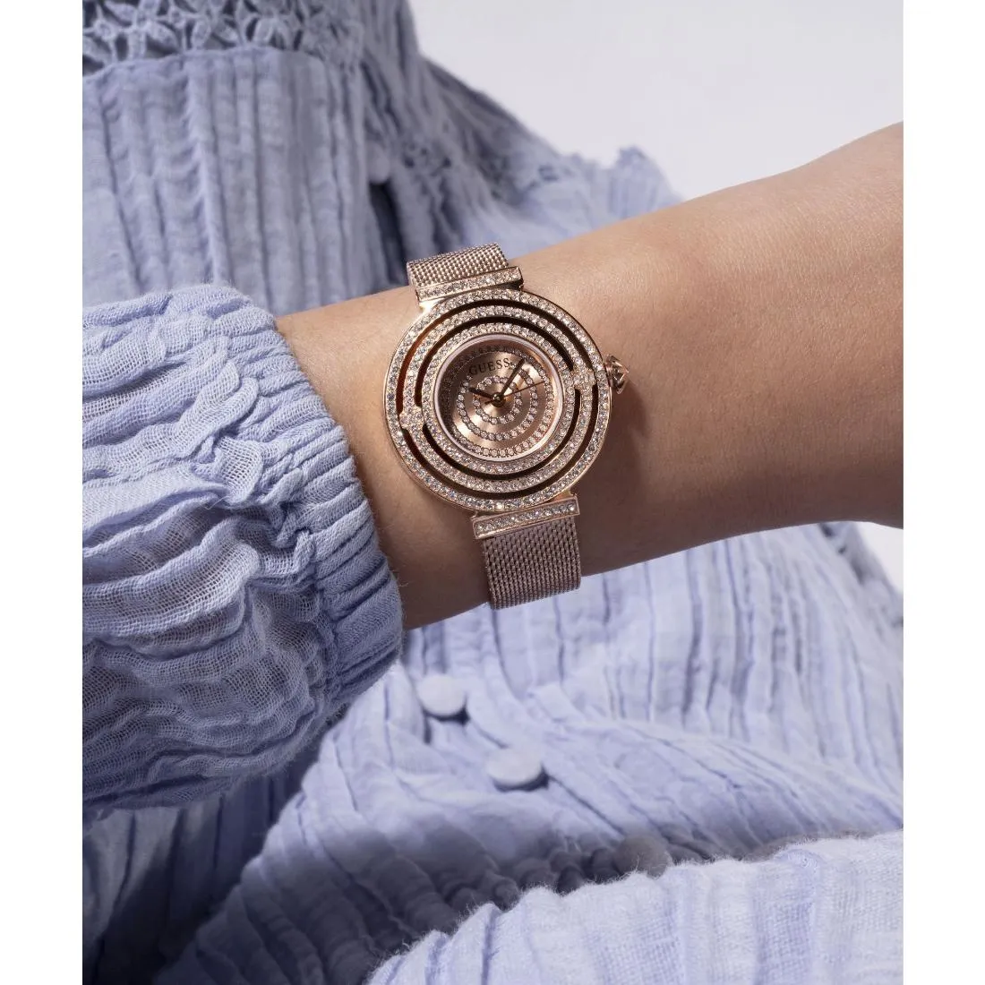 Guess Women 32 mm Rose Gold Dial Analog Watch- GW0550L3