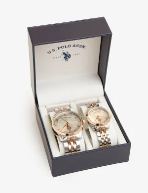 HIS AND HERS CLASSIC LINK STRAP WATCH SET