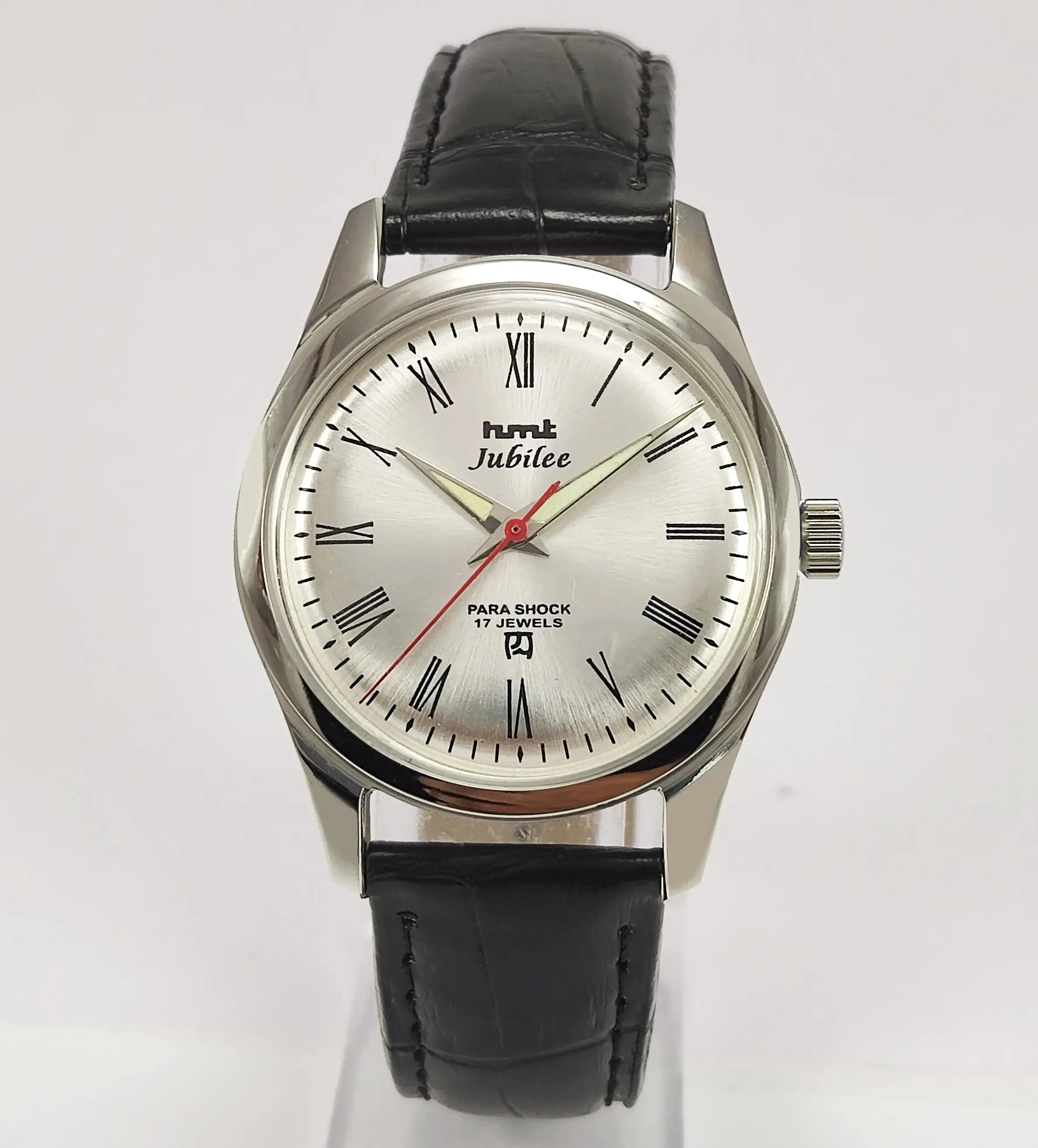 HMT Jubilee Para Shock 17 Jewels Silver Dial Transparent Back Mechanical Hand winding Men's Wrist Watch