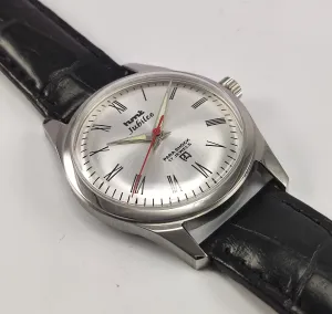 HMT Jubilee Para Shock 17 Jewels Silver Dial Transparent Back Mechanical Hand winding Men's Wrist Watch