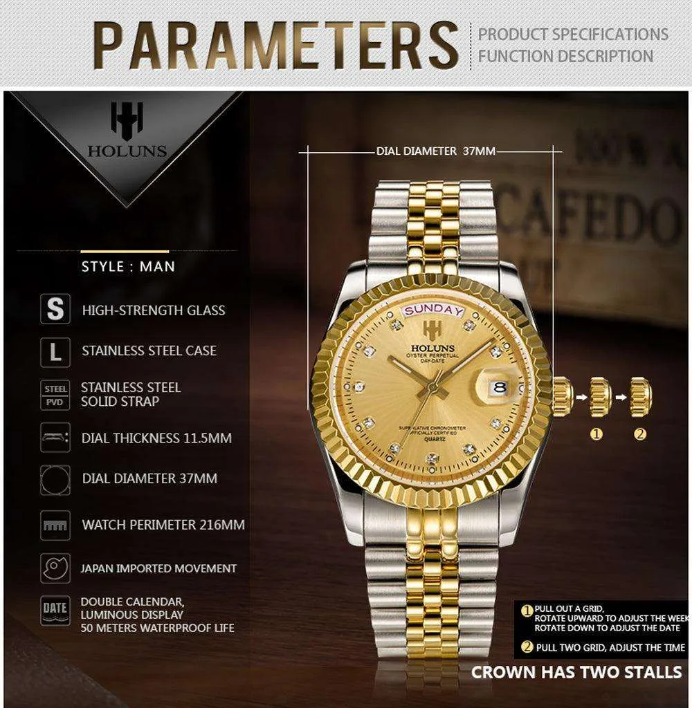 Holuns Jewels Day-Date 37 Jubilee Quartz Homage Watches