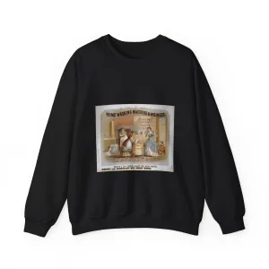 Home washing machine & wringer - A painting of a woman washing a child in a kitchen Black Heavy Blend Adult Crew Neck SweatShirt