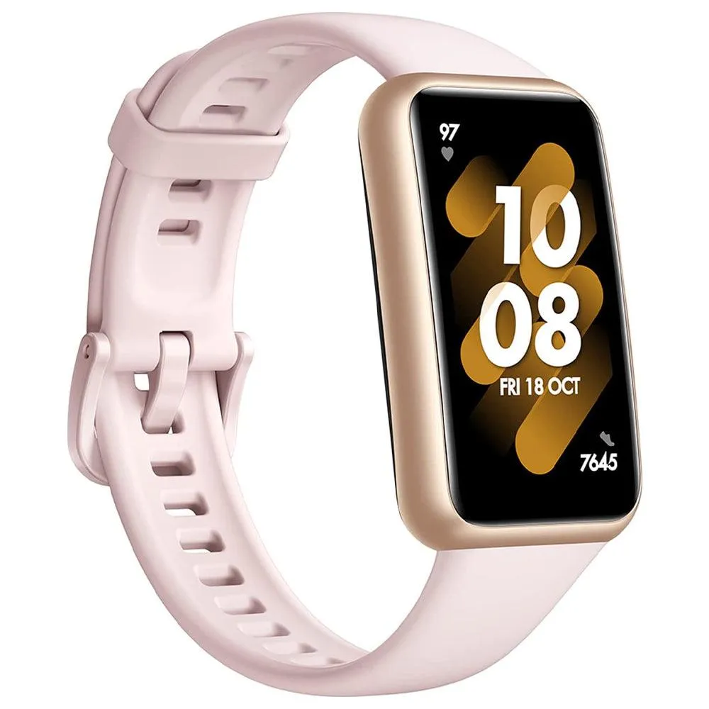 Huawei Band 7 LEA-B19 Gold Durable Polymer Case With Nebula Pink Silicone Strap