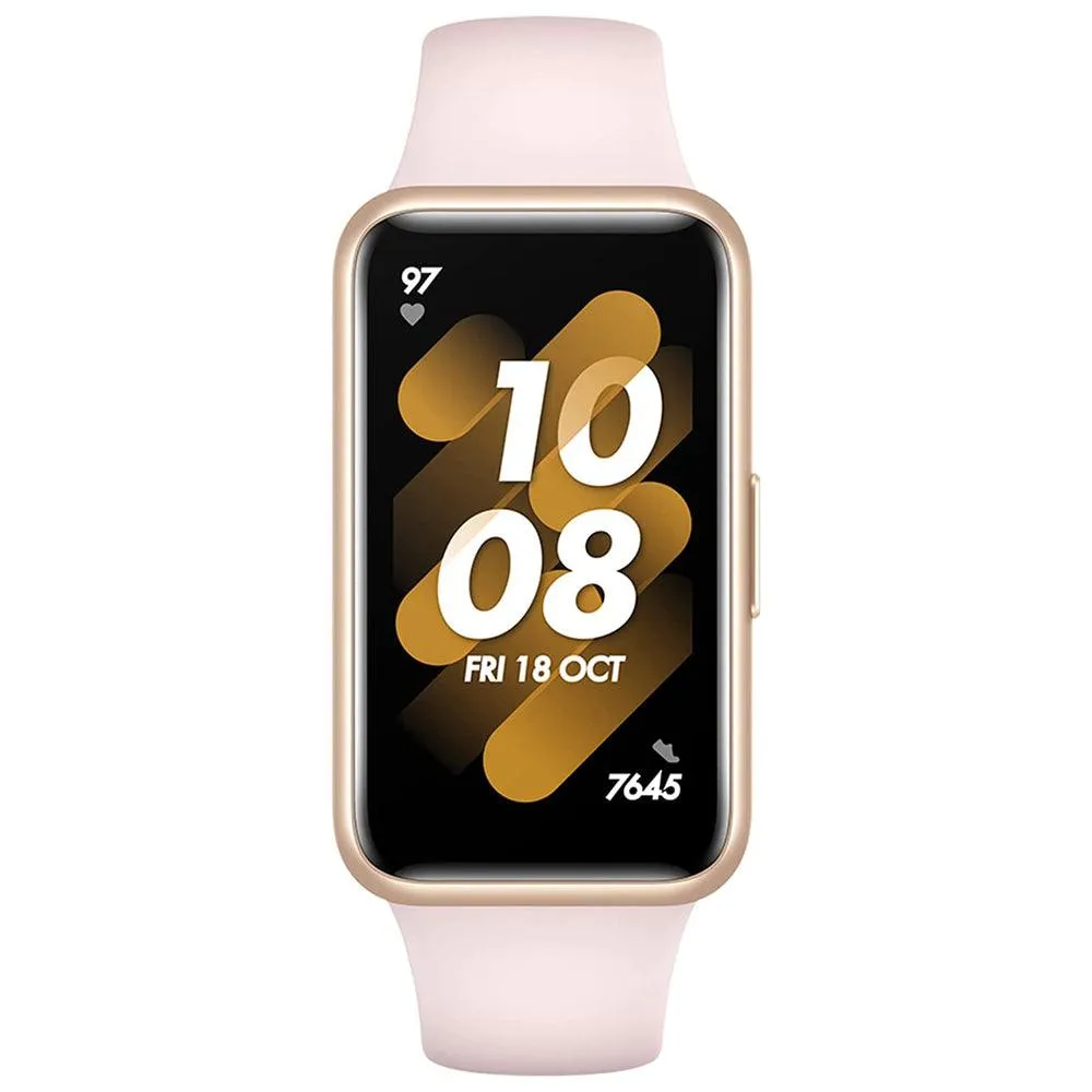 Huawei Band 7 LEA-B19 Gold Durable Polymer Case With Nebula Pink Silicone Strap