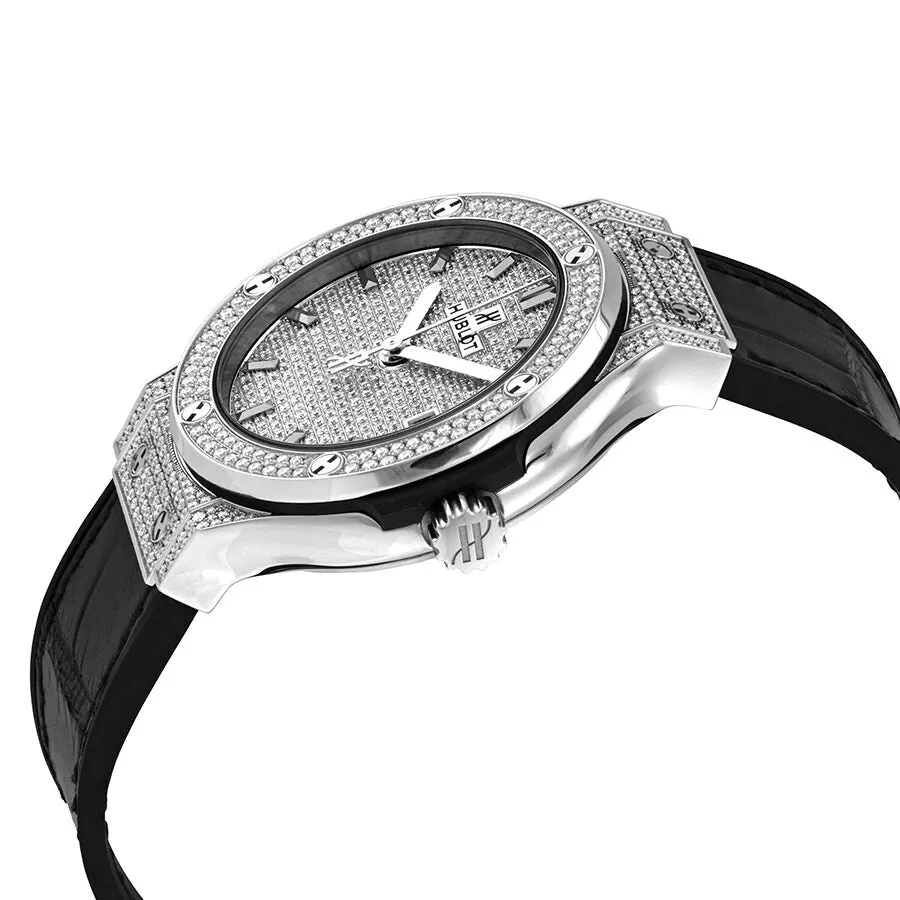 Hublot Classic Fusion Diamond Dial Black Leather Titanium Case Automatic Watch 565.NX.9010.LR.1704