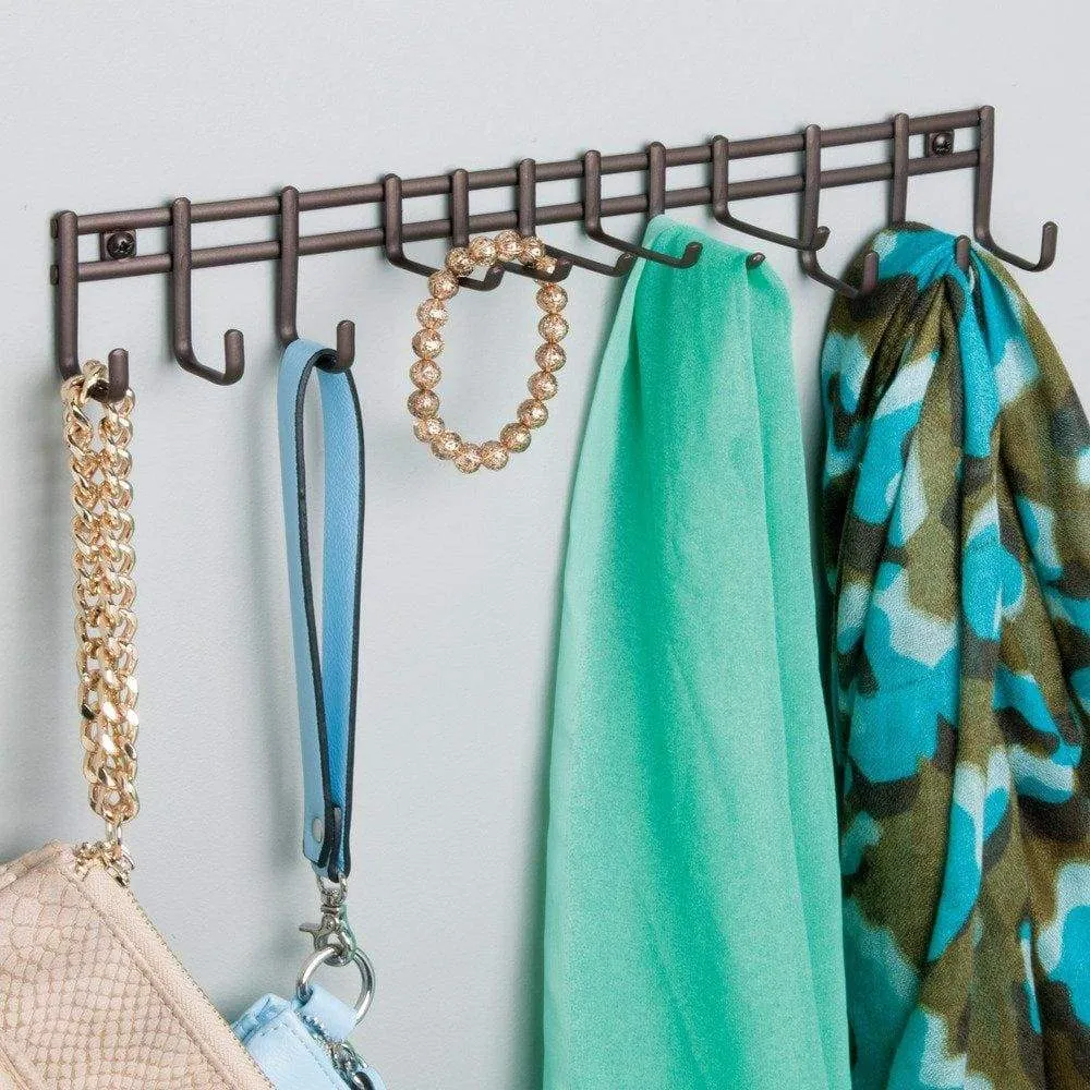 InterDesign Axis Wall Mount Closet Organizer Rack for Ties, Belts - Bronze