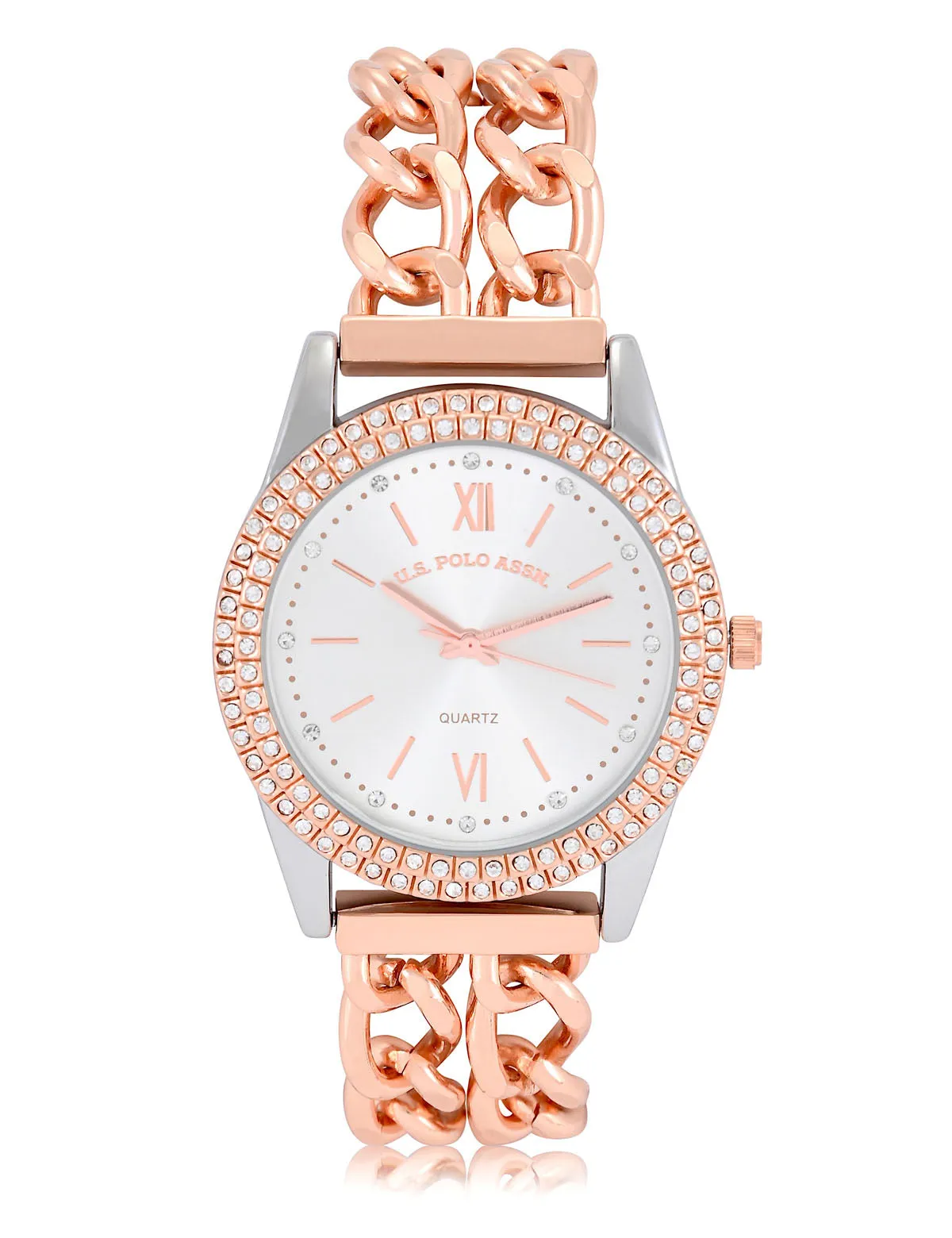 LADIES CLASSIC ROSE GOLD LINK BRACELET WATCH