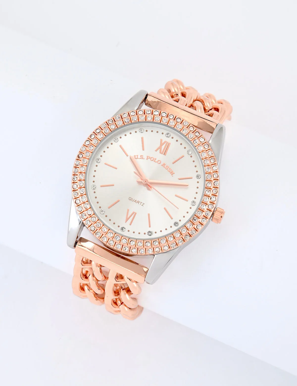 LADIES CLASSIC ROSE GOLD LINK BRACELET WATCH