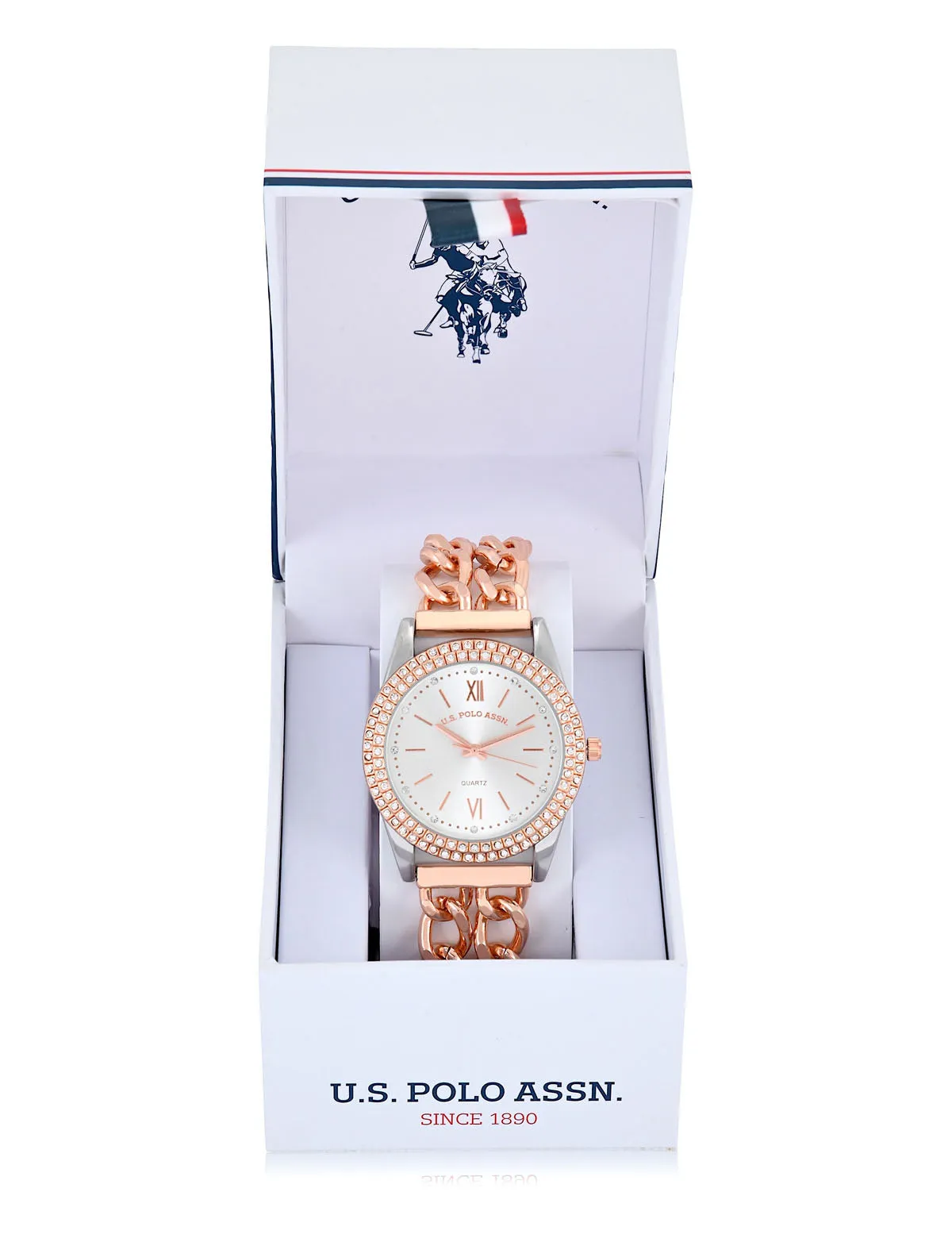 LADIES CLASSIC ROSE GOLD LINK BRACELET WATCH