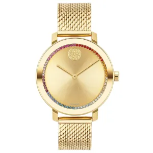 Ladies' Movado BOLD Evolution Rainbow Crystal Pale Yellow Gold-Tone Watch | 34mm | 3600699
