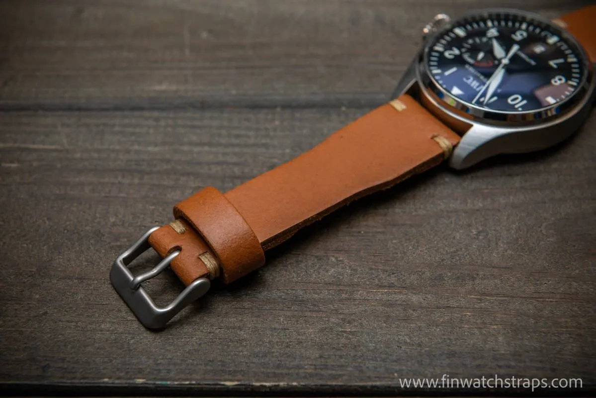 Leather watch strap 4 mm thick, Pilot model, handmade in Finland -19x16mm, 20x16mm, 21x18mm, 22x18mm, 23x20mm, 24x20mm.