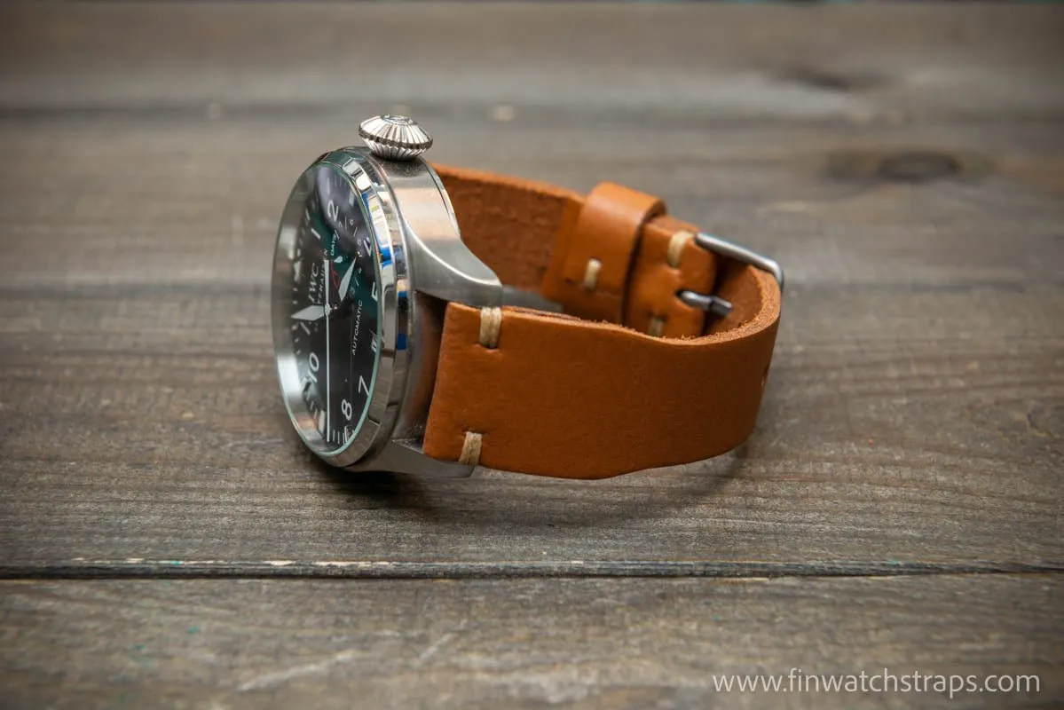 Leather watch strap 4 mm thick, Pilot model, handmade in Finland -19x16mm, 20x16mm, 21x18mm, 22x18mm, 23x20mm, 24x20mm.