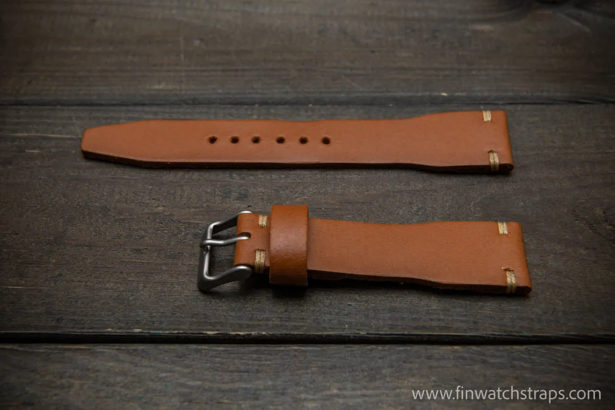 Leather watch strap 4 mm thick, Pilot model, handmade in Finland -19x16mm, 20x16mm, 21x18mm, 22x18mm, 23x20mm, 24x20mm.