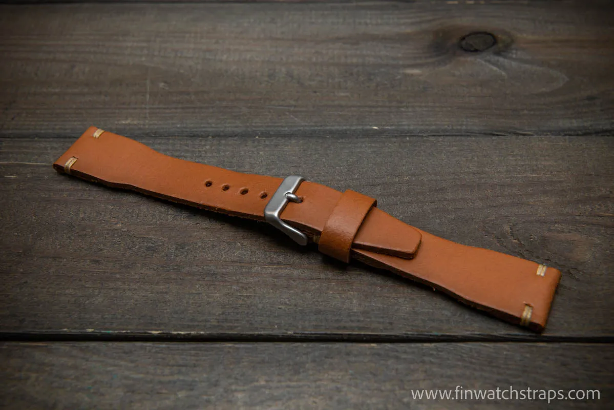 Leather watch strap 4 mm thick, Pilot model, handmade in Finland -19x16mm, 20x16mm, 21x18mm, 22x18mm, 23x20mm, 24x20mm.