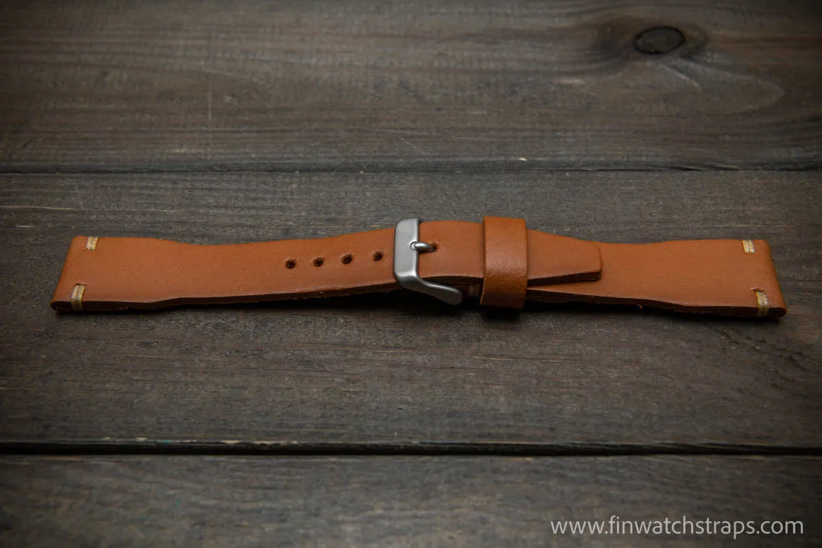 Leather watch strap 4 mm thick, Pilot model, handmade in Finland -19x16mm, 20x16mm, 21x18mm, 22x18mm, 23x20mm, 24x20mm.