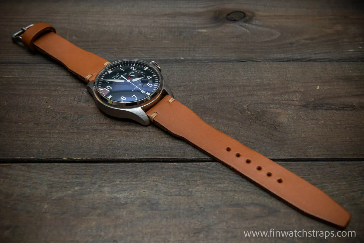 Leather watch strap 4 mm thick, Pilot model, handmade in Finland -19x16mm, 20x16mm, 21x18mm, 22x18mm, 23x20mm, 24x20mm.