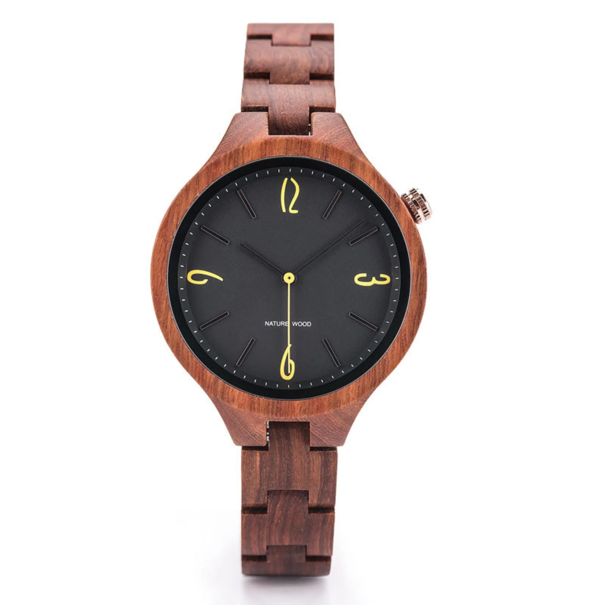 Lena - Black Face Red Sandalwood Lady Watch