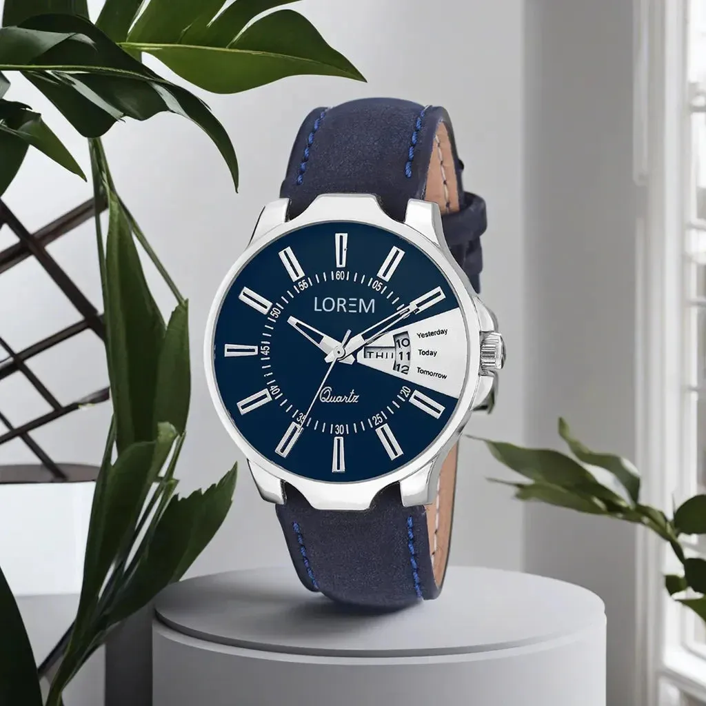 LOREM Blue Day Date Analog Watch For Men