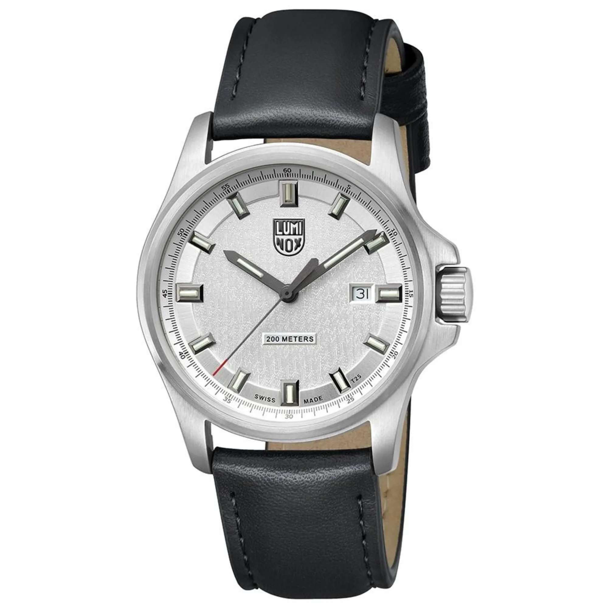 Luminox Dress Field 1830 Mens Black Leather Band Silver Dial Quartz Analog Watch - XL.1839