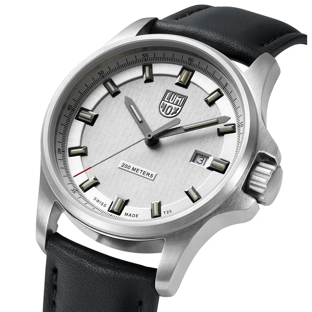 Luminox Dress Field 1830 Mens Black Leather Band Silver Dial Quartz Analog Watch - XL.1839