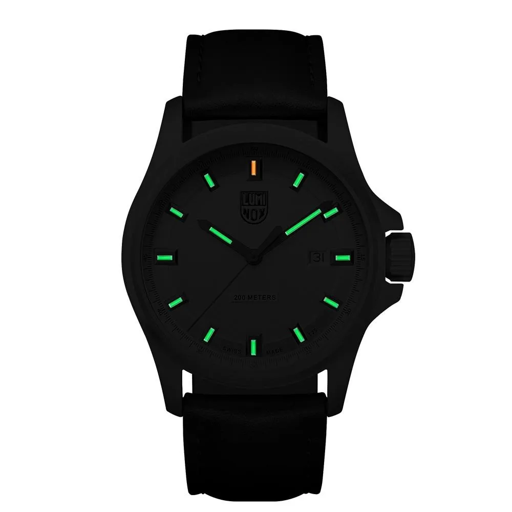 Luminox Dress Field 1830 Mens Black Leather Band Silver Dial Quartz Analog Watch - XL.1839