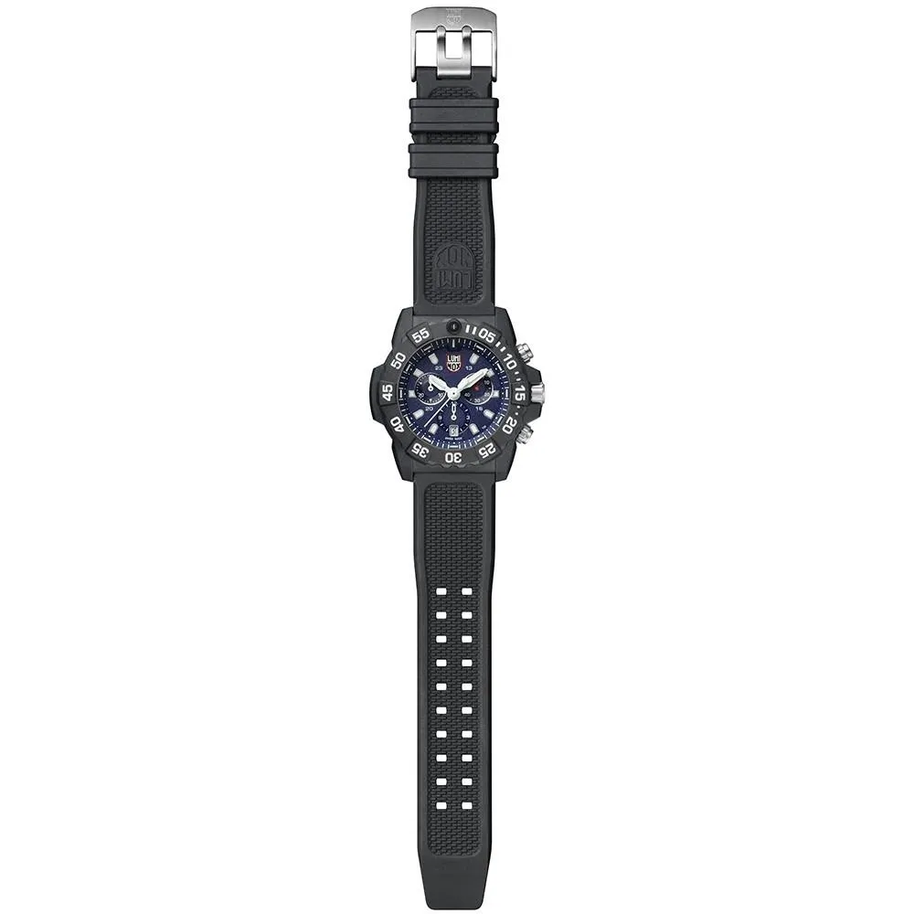 Luminox Men's Navy Seal Chronograph 3580 Series Black Rubber Band Blue Dial Quartz Analog Watch - XS.3583