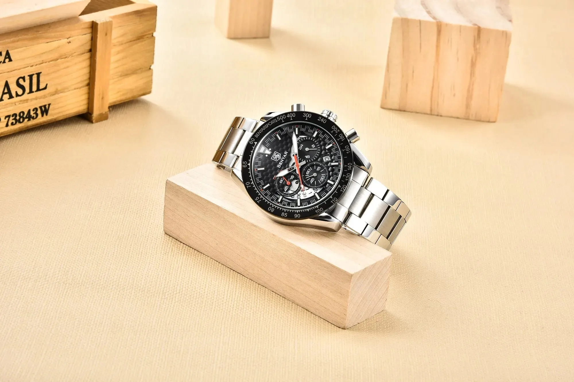 Luxury Chrono Leather Men's Watch