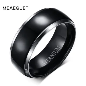 Meaeguet Classic 100% Titanium Wedding Rings For Men Black Rock Punk Rings 8MM Wide Engagement Accessories Anel Jewelry