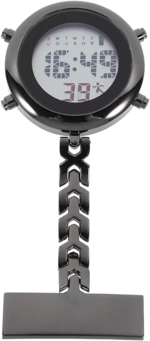 Mens Watches Digital Pocket Watch Clip on Watch for Nurses- Stainless Steel Hanging Watch Lapel Pin Watch Luminous Pocket Watch for Men Male Gifts Women Mens Watch