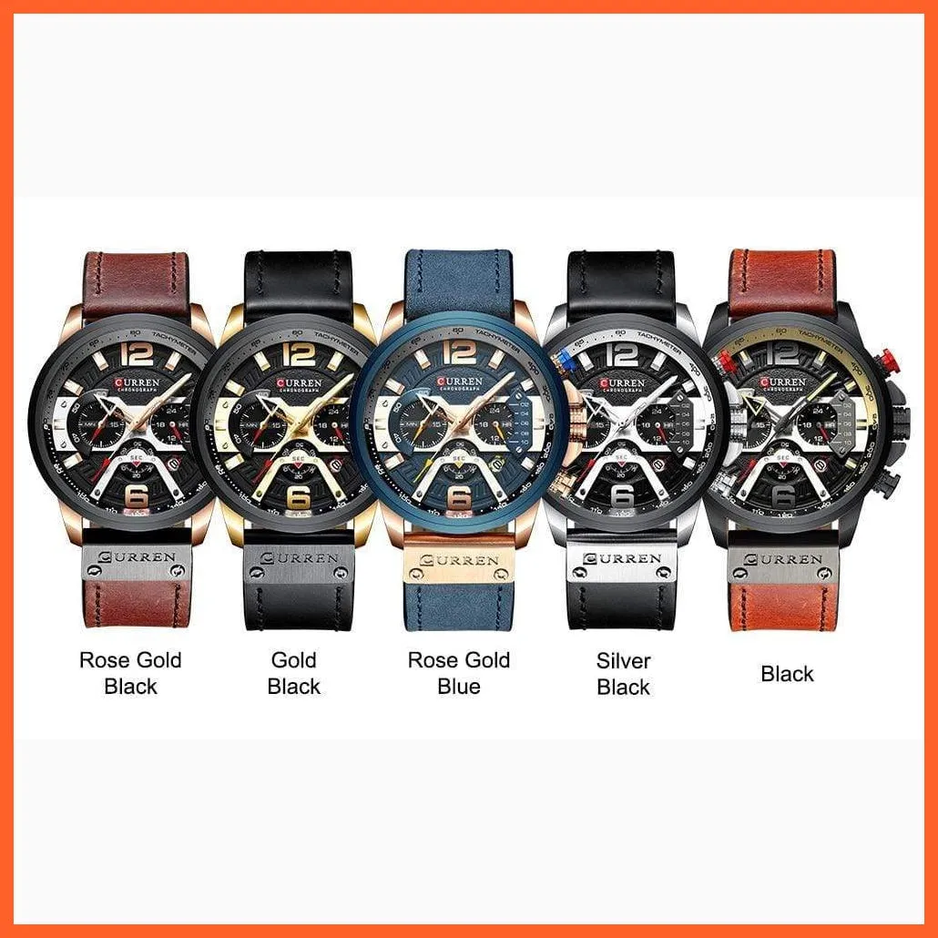 Mens Watches Top Brand Luxury Leather Sports Watch | Mens Fashion Chronograph Quartz  Waterproof Wristwatch
