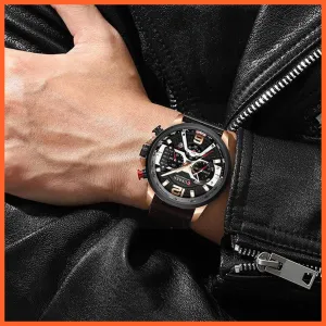 Mens Watches Top Brand Luxury Leather Sports Watch | Mens Fashion Chronograph Quartz  Waterproof Wristwatch