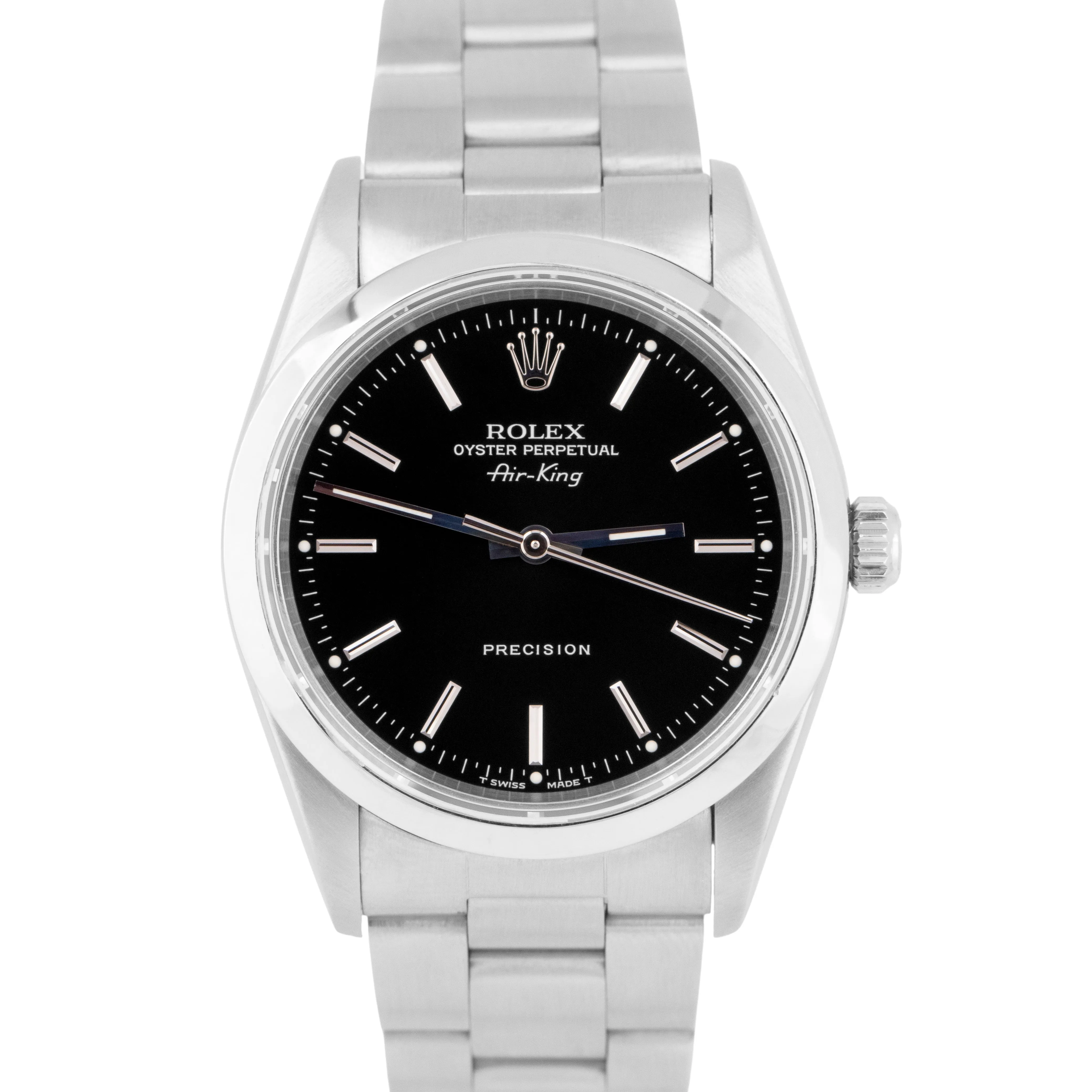MINT Rolex Air-King Precision BLACK Stainless Steel 34mm Automatic Watch 14000