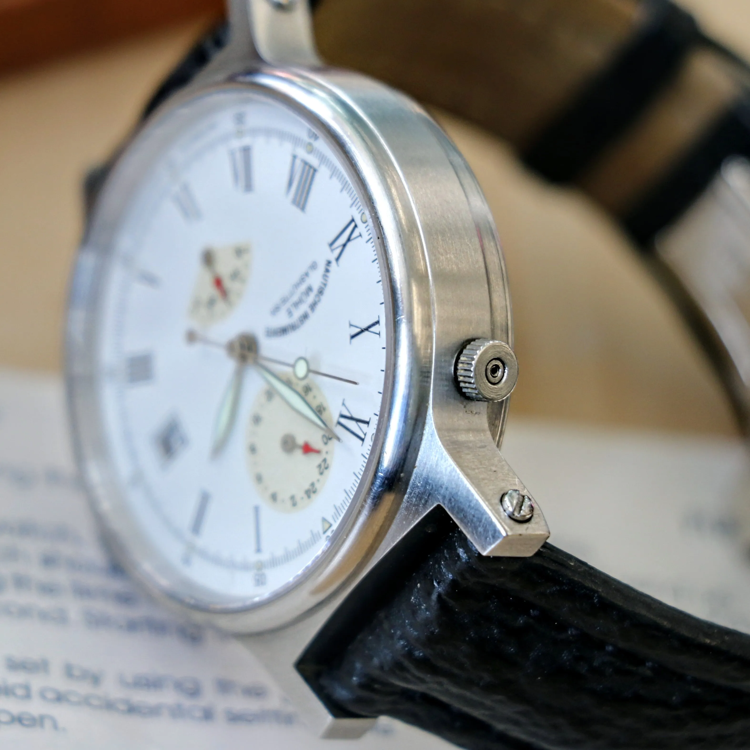 Muhle Glashutte Traveler Automatic Wristwatch Power Reserve - Display Back - M13310 1194 - Original Wood Box & Papers