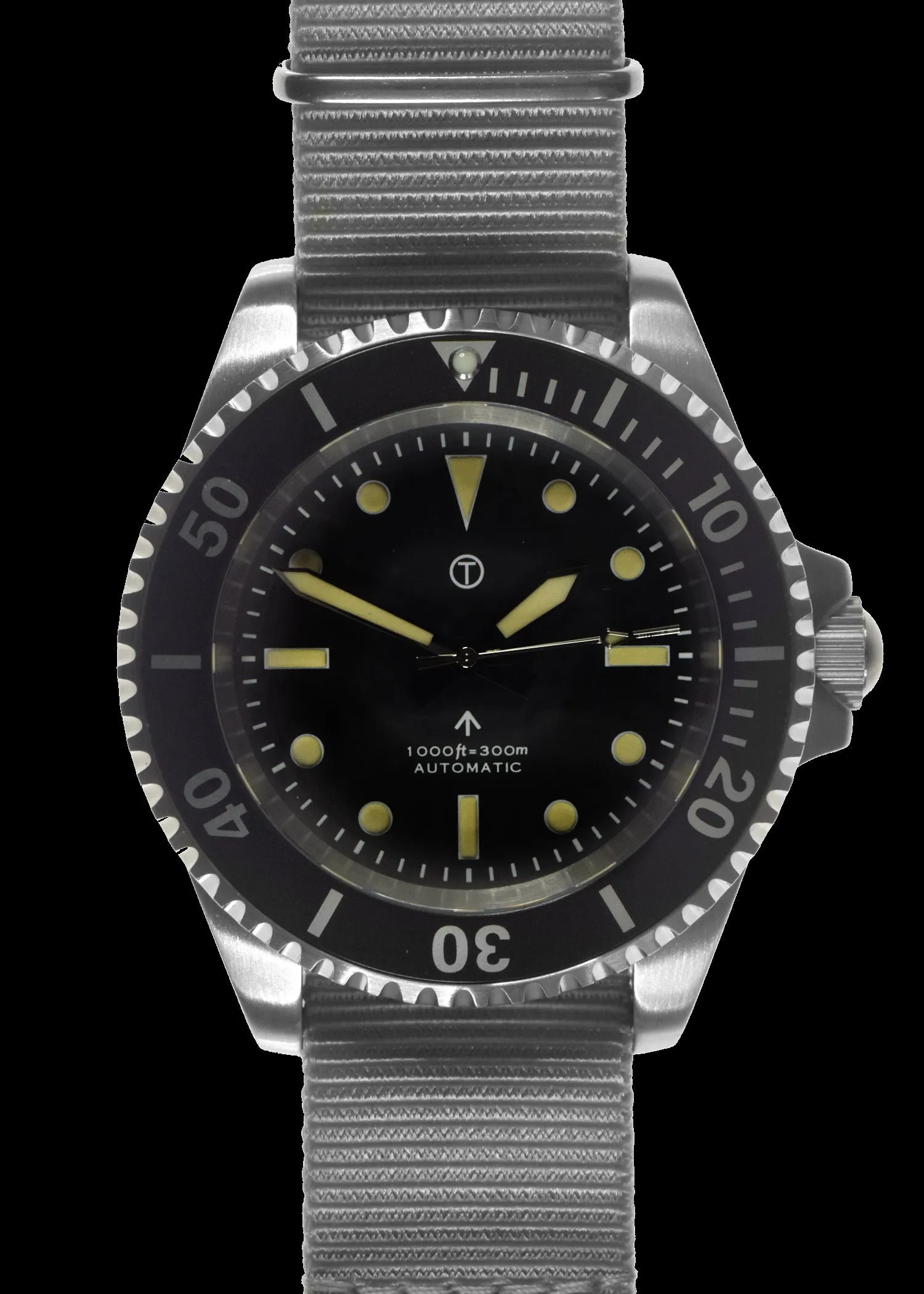 MWC 24 Jewel 1982 Pattern 300m Automatic Military Divers Watch with Sapphire Crystal on a NATO Webbing Strap (Non Date Version)