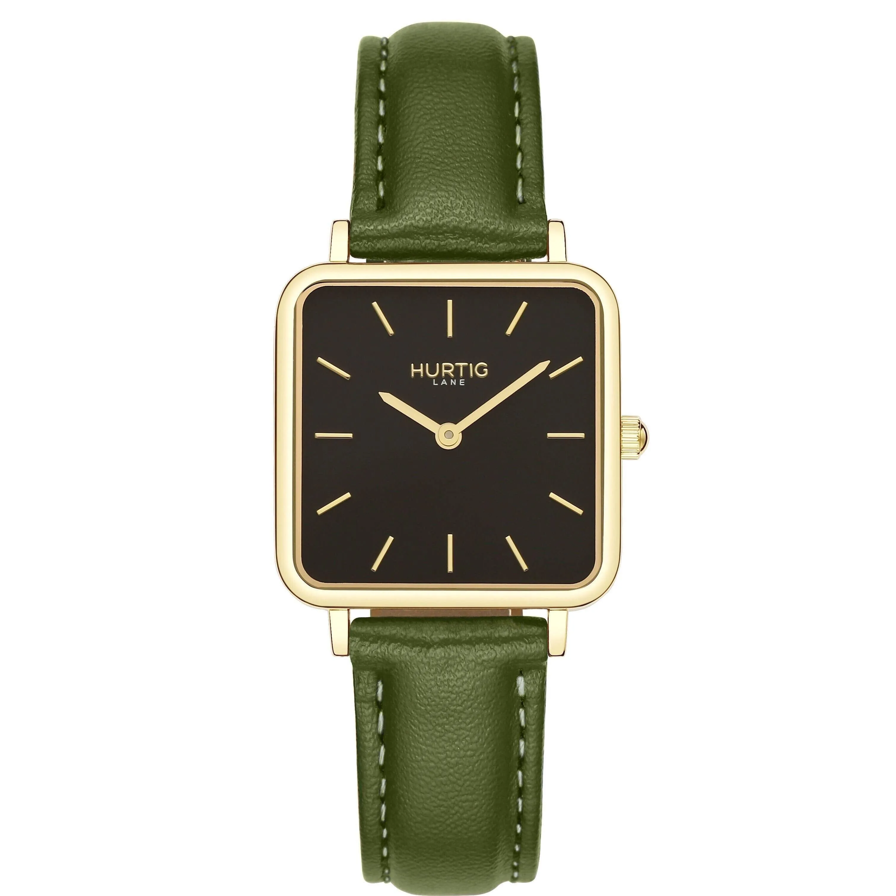 Neliö Square CACTUS Leather Watch Gold,Black & Green